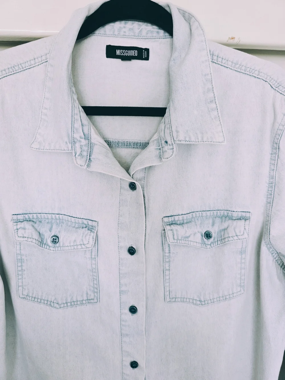 Light Wash Denim Button-Up Shirt - Picture 4 of 6